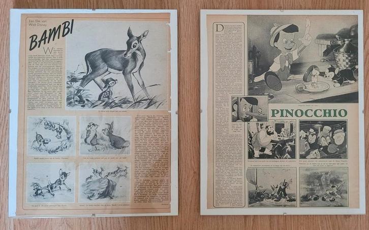 Originele aankondiging disney films bambi en pinokkio, Verzamelen, Disney, Overige figuren, Ophalen of Verzenden