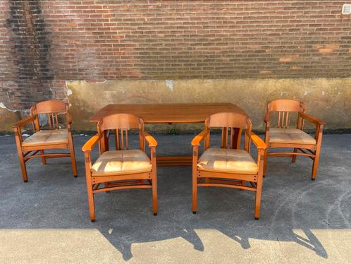 Schuitema jugendstil art -Nouveau 4 x stoelen tafel !!, Huis en Inrichting, Complete eetkamers, Gebruikt, Minder dan 4 stoelen