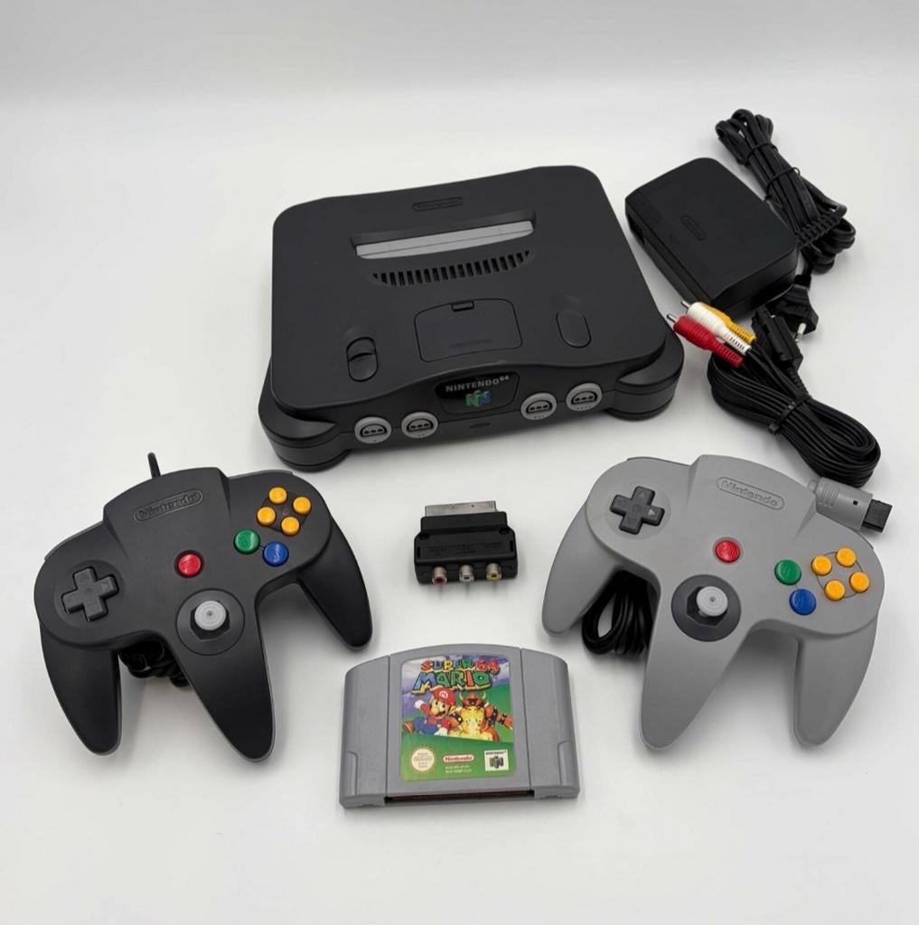 Nintendo Mario 64 starters pack (inclusief 2 controllers), Spelcomputers en Games, Spelcomputers | Nintendo 64, Zo goed als nieuw