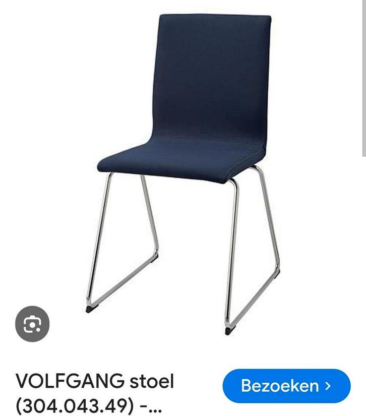 2 Nieuwe Ikea Volfgang Stoelen - Donkerblauw, Huis en Inrichting, Stoelen, Nieuw, Twee, Metaal, Stof, Blauw, Ophalen