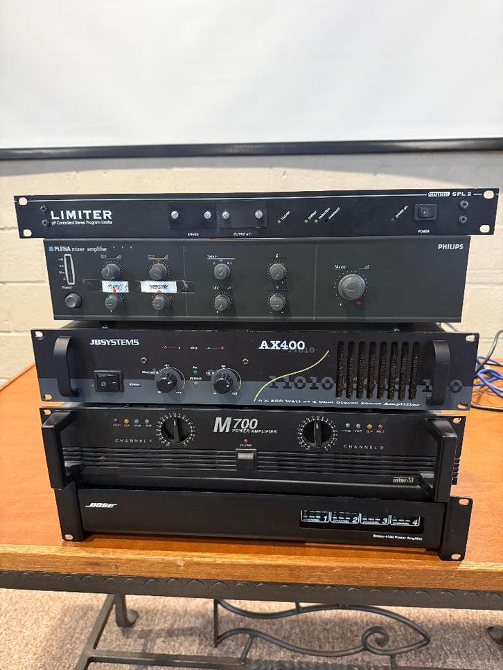 partij versterkers, microfoons, audio en bose 402II speakers, Audio, Tv en Foto, Professionele Audio-, Tv- en Video-apparatuur