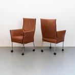 6 Montis Chaplin stoelen - kastanjebruin leer, Huis en Inrichting, Stoelen, Niet ingevuld, Bruin, Niet ingevuld, Leer