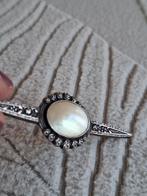 Vintage zilveren broche met parelmoer, 4 tot 7 cm, Verzenden, Zo goed als nieuw, Zilver