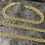 14 karaat gouden ketting met armband plat schakel, Ophalen of Verzenden, Nieuw, Goud