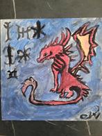 Draak schilderij 25x25 cm, Ophalen of Verzenden