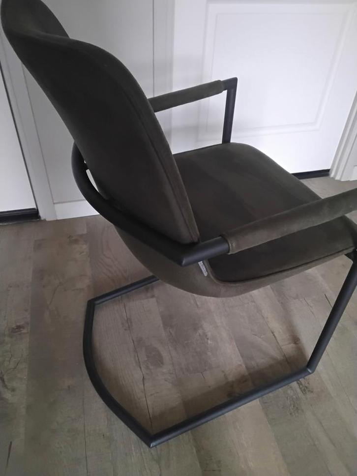 Mooie set van 2 mosgroene kuipstoelen, Huis en Inrichting, Stoelen, Gebruikt, Twee, Metaal, Stof, Overige kleuren, Ophalen of Verzenden