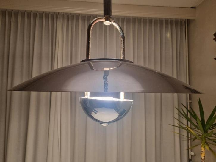 Vintage Design Hanglamp, Huis en Inrichting, Lampen | Hanglampen, Gebruikt, 50 tot 75 cm, Glas, Metaal, Ophalen of Verzenden