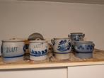 Oude aardewerk potten met blauwe decoratie, Antiek en Kunst, Ophalen of Verzenden