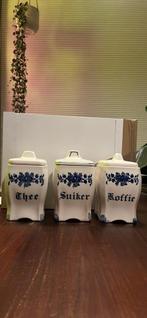 Delfts Blauw Voorraadbussen Thee Suiker Koffie - Decoratief, Antiek en Kunst, Antiek | Keramiek en Aardewerk, Ophalen