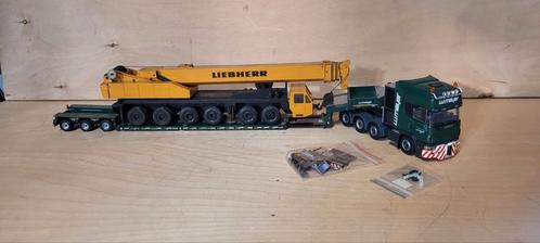 Scania 164G 580 V8 zwaartransport met Gesche Liebherr kraan, Hobby en Vrije tijd, Modelauto's | 1:50, Zo goed als nieuw, Bus of Vrachtwagen