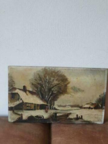 Schilderij op eiken paneel winterlandschap Rene Hubert Piron beschikbaar voor biedingen