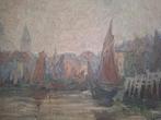 havengezicht leiden door Fons van der Velde, Antiek en Kunst, Kunst | Schilderijen | Abstract, Ophalen of Verzenden