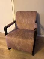 Suède stoel met stalen leuning., Huis en Inrichting, Fauteuils, Ophalen, Overige materialen, 75 tot 100 cm, Zo goed als nieuw