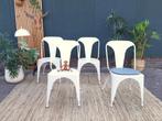 Set Tolix style eetkamerstoelen vintage design witte stoelen, Huis en Inrichting, Stoelen, Vier, Vintage stijl industrieel, Gebruikt