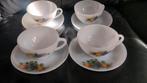 Vintage melkglas kop en schotels - fruitmotief Arcopal, Ophalen of Verzenden