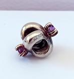 Zilveren Love Knot met Amethist in Gouden zetting, Pandora, Ophalen of Verzenden, Zo goed als nieuw, 1 bedel