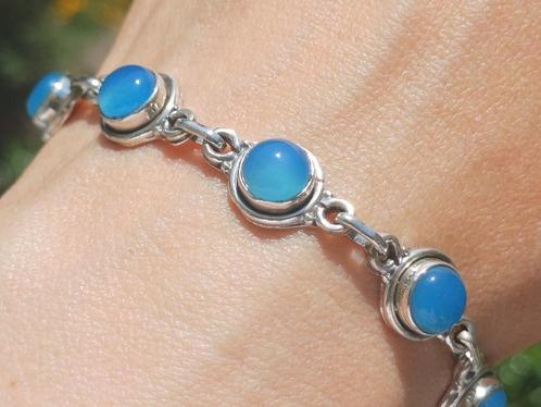 Vanoli 925 zilveren armband met chalcedoon, Sieraden, Tassen en Uiterlijk, Armbanden, Nieuw, Zilver, Blauw, Met edelsteen, Ophalen of Verzenden