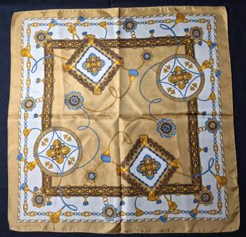 100% Zijden Sjaal bandana goud creme wit beschikbaar voor biedingen