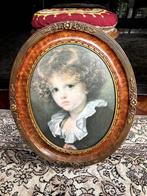 Prachtige houten sierlijst met portrait d'enfant - J. Greuze, Ophalen
