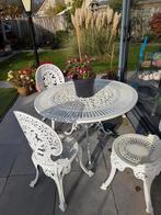 Leuk wit aluminium tuin setje, Ophalen, Gebruikt, 3 zitplaatsen, Aluminium