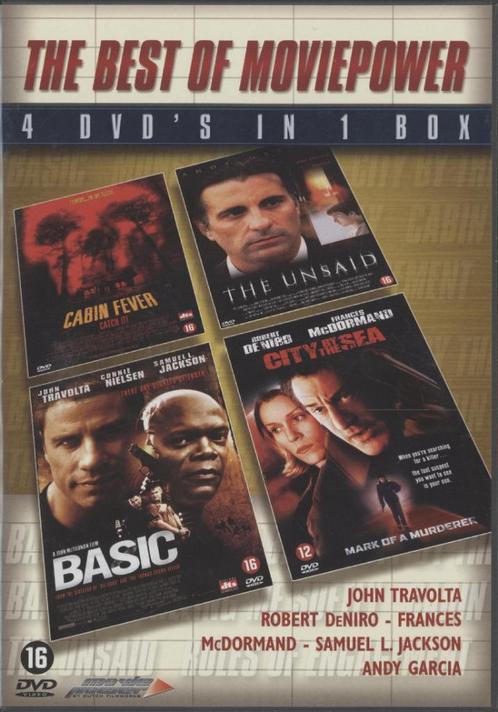 77) 4 Dvd-box: Moviepower; filmtitels in beschrijving, Cd's en Dvd's, Dvd's | Actie, Gebruikt, Actie, Vanaf 16 jaar, Ophalen of Verzenden