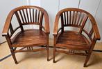 2 koloniale teakhouten stoelen., Huis en Inrichting, Stoelen, Twee, Bruin, Zo goed als nieuw, Koloniale