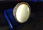 Mooie natuurlijke witte agaat edelsteen ring (Size: 18mm), Overige materialen, Gebruikt, Verzenden, 19 tot 20