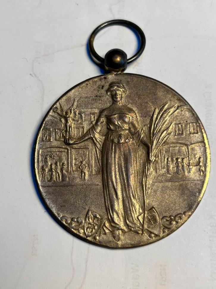 Zilveren, Art Nouveau  penning 1929. VS Winkel. Mercurius, Postzegels en Munten, Penningen en Medailles, Brons, Ophalen of Verzenden