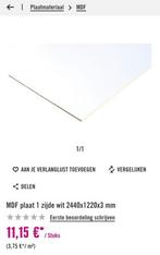 MDF plaat 1 zijde wit 2440x1220x3 mm, Ophalen of Verzenden