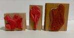 Vintage Houten Stempel Set - Bloemen en Vlinders, Ophalen of Verzenden, Zo goed als nieuw, Houten stempel