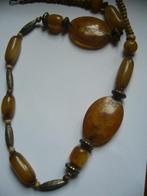 LANGE VINTAGE KETTING MET BARNSTENEN, Antiek en Kunst, Antiek | Goud en Zilver, Verzenden