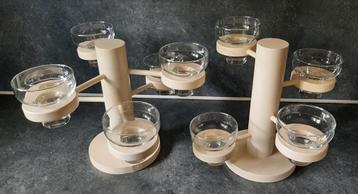 Houten kandelaar met glaasjes 2x  - per stuk 5 euro beschikbaar voor biedingen