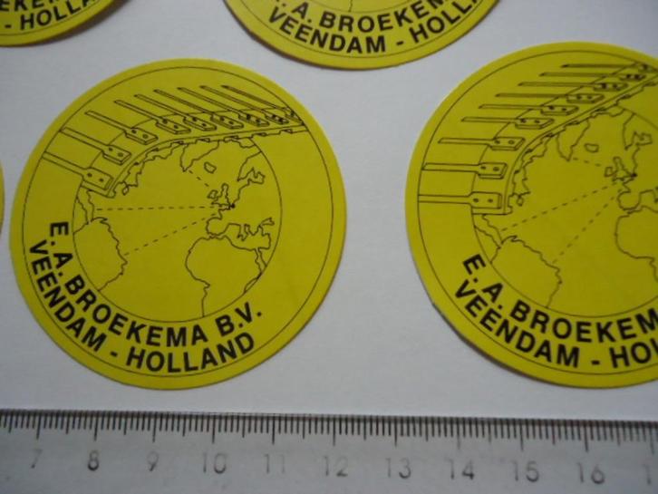 sticker oud E A BROEKEMA Veendam Landbouw machine agrarisch, Verzamelen, Stickers, Zo goed als nieuw, Bedrijf of Vereniging, Verzenden