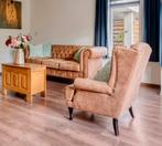 Chesterfield bankstel driezits + oorfauteuil, alcantara stof, Ophalen, Gebruikt, Klassiek, Driepersoons