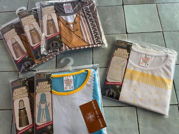 Kerststal kostuums 3-7 jaar - Nieuw in verpakking!, Kinderen en Baby's, Carnavalskleding en Verkleedspullen, Nieuw, Jongen of Meisje