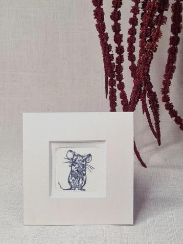 Mini print lieve muis, handgemaakt, 10x10 cm beschikbaar voor biedingen