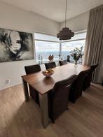 Prachtige eethoek met 6 bijpassende heerlijke fauteuils, Ophalen, 100 tot 150 cm, Warm modern, 200 cm of meer