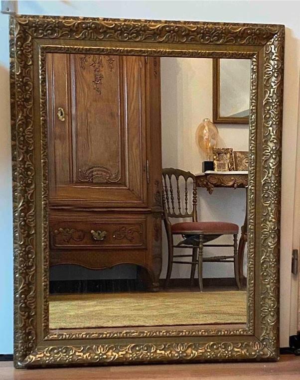 Brocante goudvergulde spiegel, Huis en Inrichting, Woonaccessoires | Spiegels, Minder dan 50 cm, Minder dan 100 cm, Rechthoekig