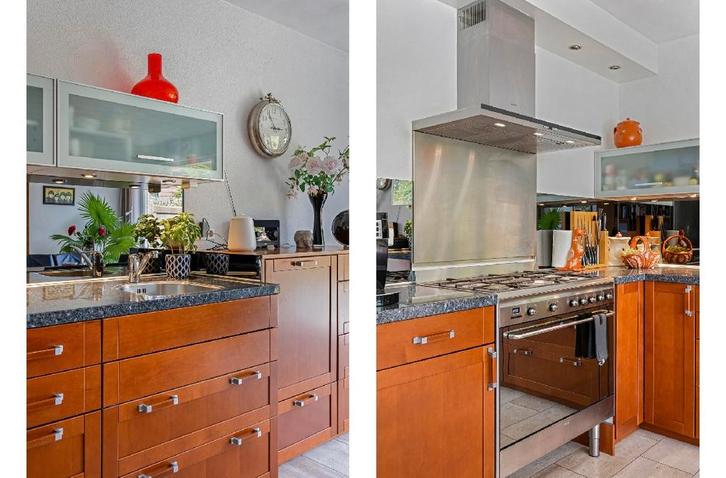 Houten keuken te koop, zelf demonteren, Huis en Inrichting, Keuken | Complete keukens, Gebruikt, Hoekkeuken, Bruin, Graniet of Steen