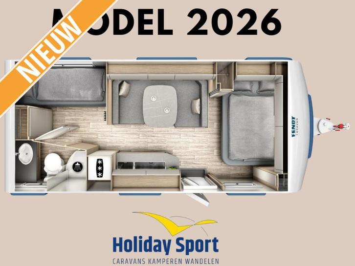 Fendt Bianco Activ 560 SKM modeljaar 2026, Caravans en Kamperen, Caravans, Bedrijf, tot en met 5, 1250 - 1500 kg, Treinzit, Fendt