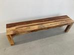 Massief houten zitbank van gevlamd sheesham hout, Ophalen, Bruin, Zo goed als nieuw, Eén