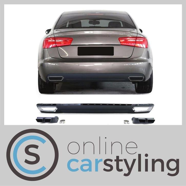 Achterbumper Spoiler Audi A6 C7 Met Dubbele Uitlaat, Auto-onderdelen, Carrosserie en Plaatwerk, Bumper, Audi, Achter, Nieuw, Ophalen of Verzenden