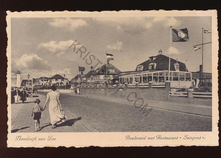 Noordwijk aan Zee - Boulevard met Rest. Seinpost, Verzamelen, Ansichtkaarten | Nederland, Gelopen, Zeeland, 1920 tot 1940, Verzenden