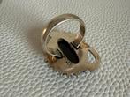 Q218/Verzilverde Grote ONYX ring 8 1/4, Gebruikt, Verzenden, Zwart, X