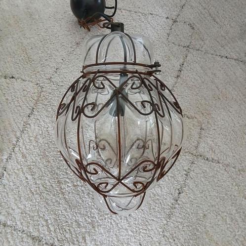 Vintage  Venetiaanse Hanglamp handgeblazen, Huis en Inrichting, Lampen | Kroonluchters, Gebruikt, Glas, Ophalen of Verzenden