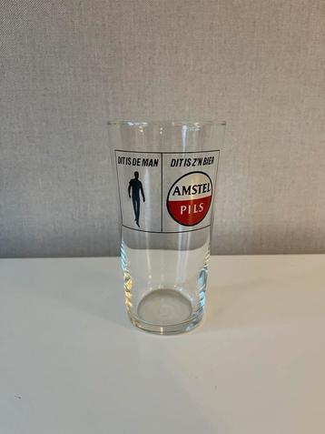 Te koop: vintage bierglas Amstel “Dit is de man…” beschikbaar voor biedingen