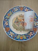 Wandbord huwelijksbord Juliana en Bernhard + geboorteglas, Ophalen of Verzenden, Zo goed als nieuw, Nederland, Servies