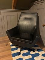 Dutchbone zwarte draaifauteuil, Huis en Inrichting, Fauteuils, Ophalen, Gebruikt, 50 tot 75 cm, Leer