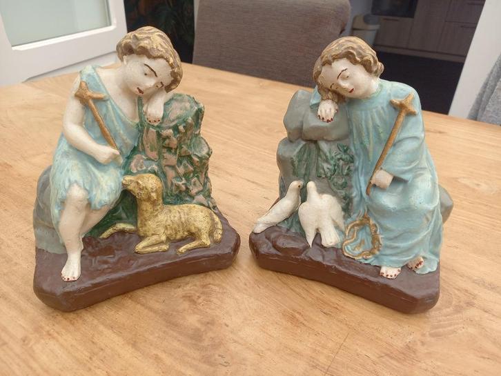 Jezus en St. Janneke Gipsen beelden (antiek/religieus), Antiek en Kunst, Antiek | Religie, Ophalen of Verzenden