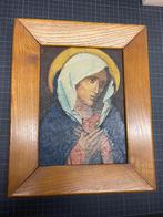 Ikoon Maria in eikenhouten lijst geschilderd op doek, Antiek en Kunst, Antiek | Religie, Ophalen